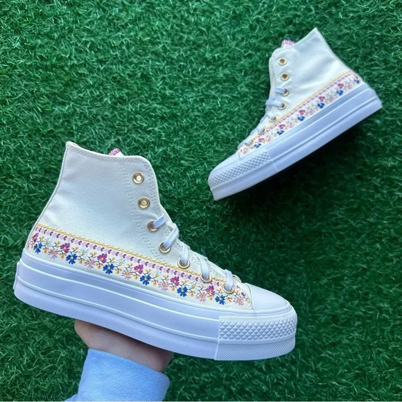 💝Converse Chuck Taylor All Star Ctas Lift Hi Floral - Picture 3 of 11
